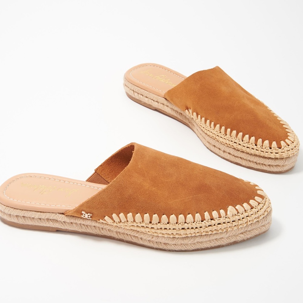 CUTE Sam Edelman Suede Tan Espadrille Mules